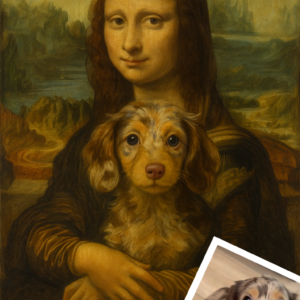 Renaissance Pet Art - Custom Pet Portrait Your Pet With Mona Lisa
